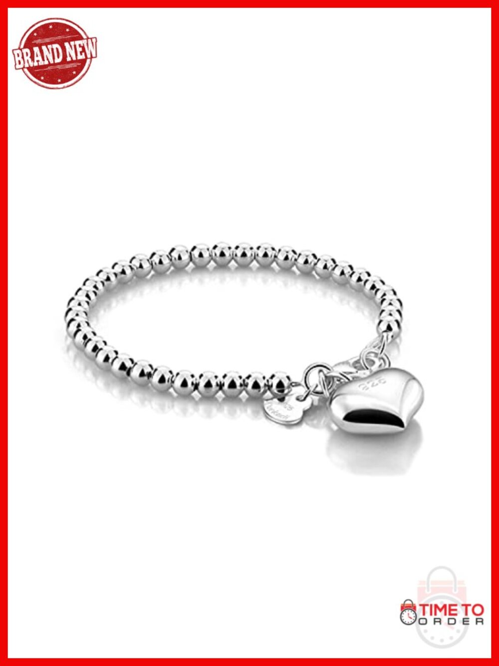 925 Sterling Silver Beaded Chain Bracelet Italian Handmade Link Bracelet